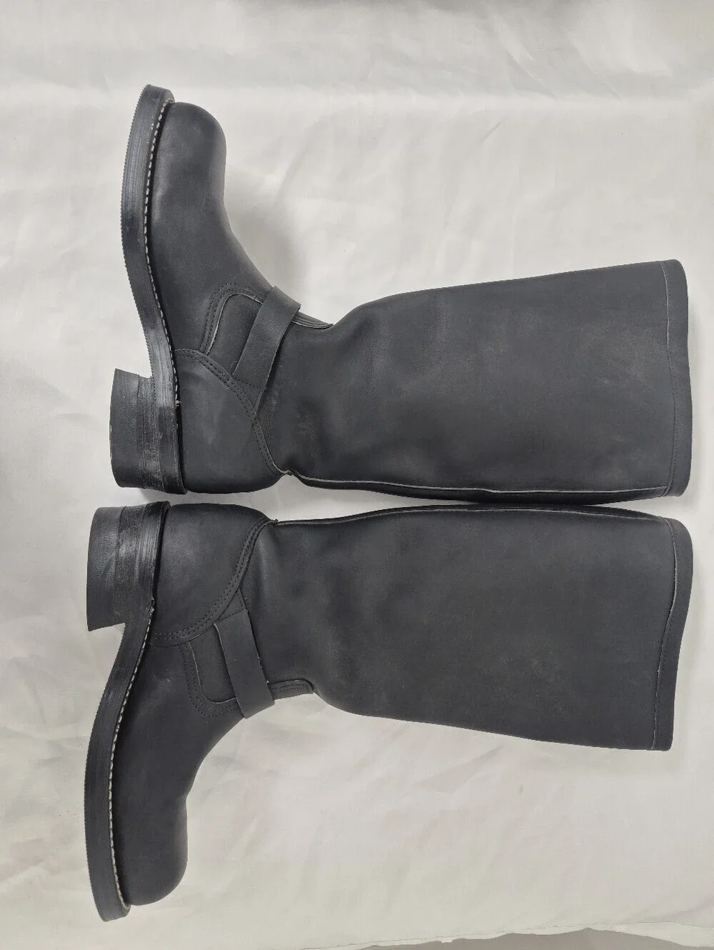 NWOT Vintage Chippewa Tall Black Leather Steel Toe Engineer Biker Boots sz 6.5D